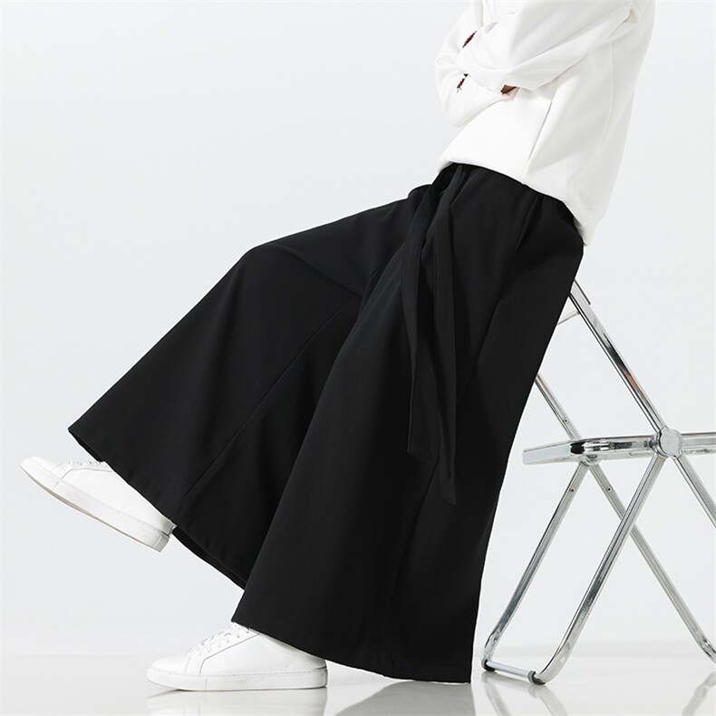 2025秋冬汉服唐装风棉麻阔腿裤马面裤K371加绒P65-常规P55,男装民族服装,电商A057B