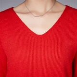 时尚V领宽松红色毛衣女秋冬季新款百搭显瘦长袖针织衫上衣，女装T恤，安之芮娜