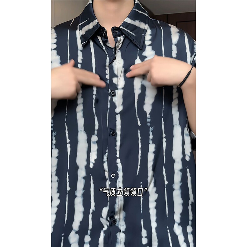 短袖衬衫男+短裤男潮流休闲套装男M-5XL大码TZ78719P50控98模特图,男装牛仔裤,星座226-1