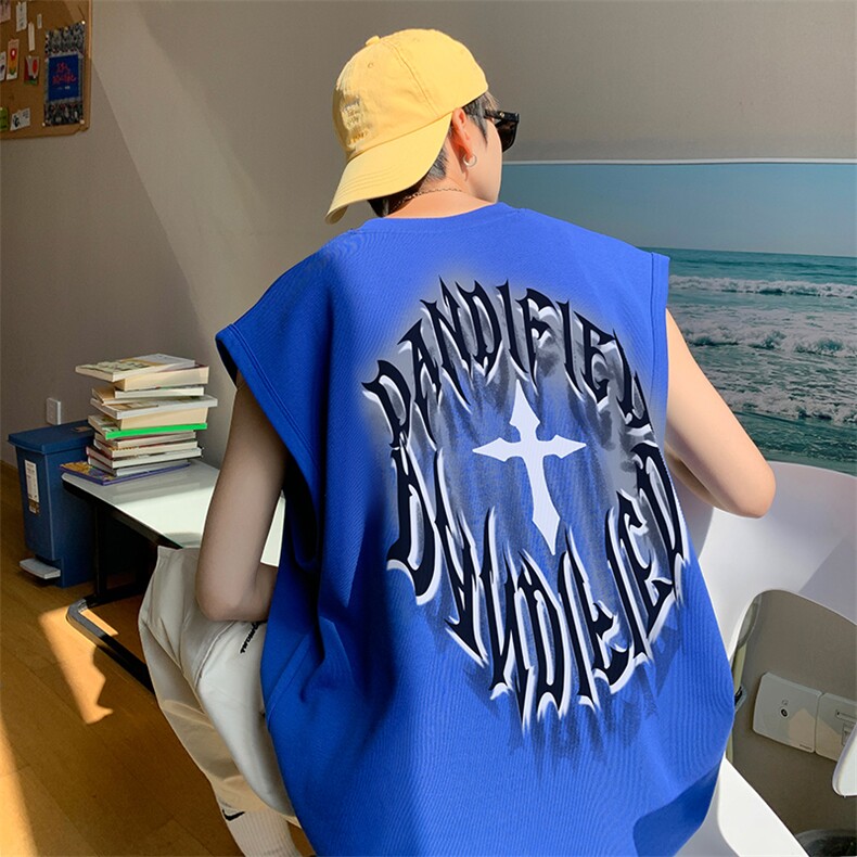 B239-1228-P23夏季男装背心/马甲/坎肩美式十字架印花无袖T恤，男装背心/马甲，星座514-2(原B239)