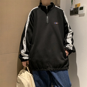 秋冬新品宽松街头运动风半高领拼接开衫夹克外套男装 W1681-P42图片