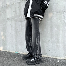 秋季美式ins高街hiphop微喇扎染牛仔裤货号K2313P55控78，男装牛仔裤，电商A063