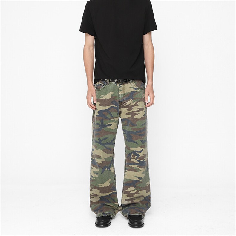 军绿迷彩牛仔裤2021M宽松直筒版型611-DW806-P6088，男装牛仔裤，星座611