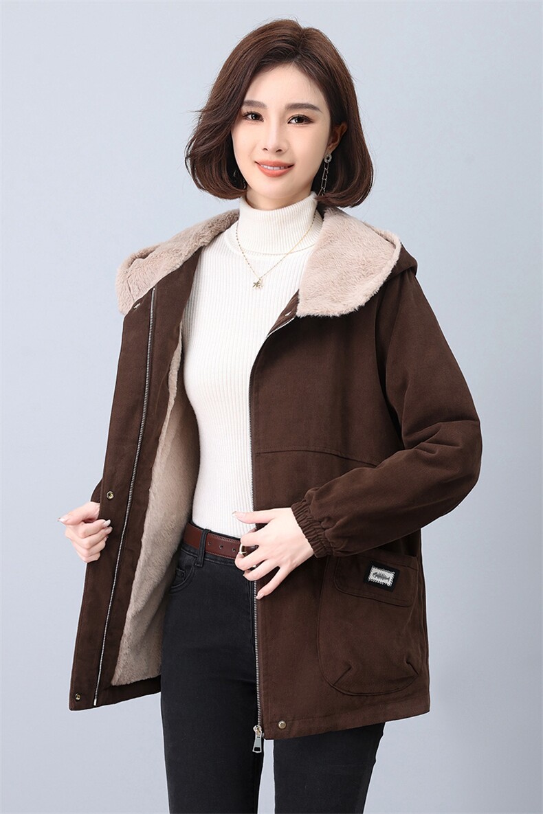 时尚保暖加绒派克服女冬季新款宽松显瘦外套,女装派克服,鑫鑫格