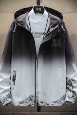 秋季男士外套新款韩版潮流潮牌渐变连帽夹克男DS857TP65，男装夹克，电商A102