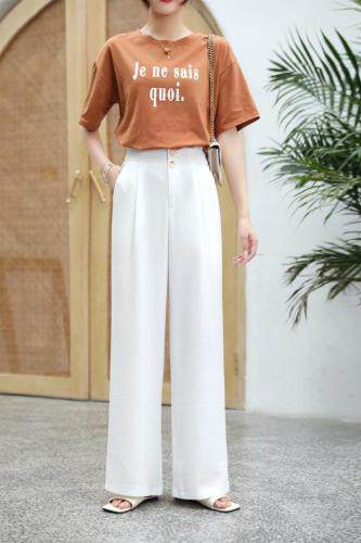 (现货)夏季新品麻料高腰显瘦拖地裤，女装，艺尚丽人