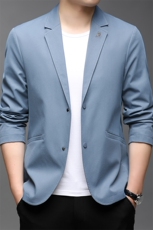 纯色百搭免烫西服中年男装新款商务休闲宽松上衣薄款男士外套，男装西服，电商B212（原钱塘6029）