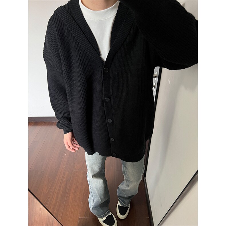 日系复古慵懒风V领毛衣男宽松休闲针织衫外套MY2625P60,男装针织衫/毛衣,电商基地A086
