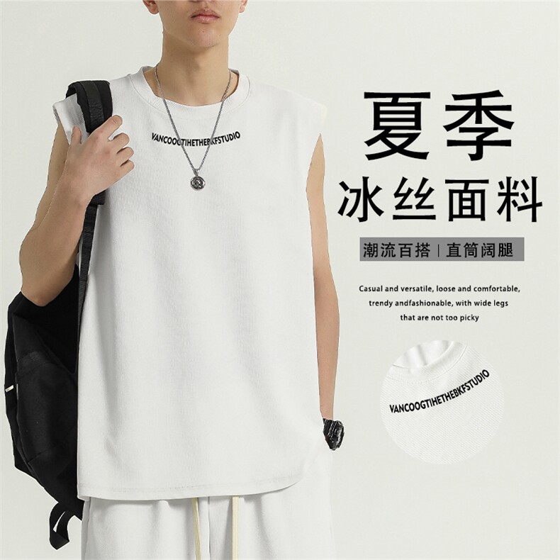 夏季背心薄款冰丝速干健身跨栏坎肩跑步宽松砍袖TT389-特批34图片