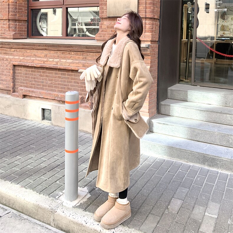 2025冬季新款长款皮毛一体加厚外套配小包203-8829-P235-K318,女装羊羔毛/颗粒绒,帛锦泉