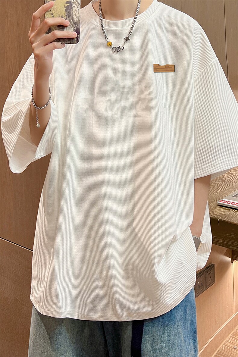 华夫格t恤男短袖男大码五分袖酒店风HT73293-P22,男装T恤,电商A040
