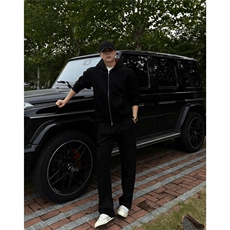 白花灰色运动卫裤男款春秋季重磅美式cleanfit裤子休闲直筒微喇裤，男装休闲裤，电商A014