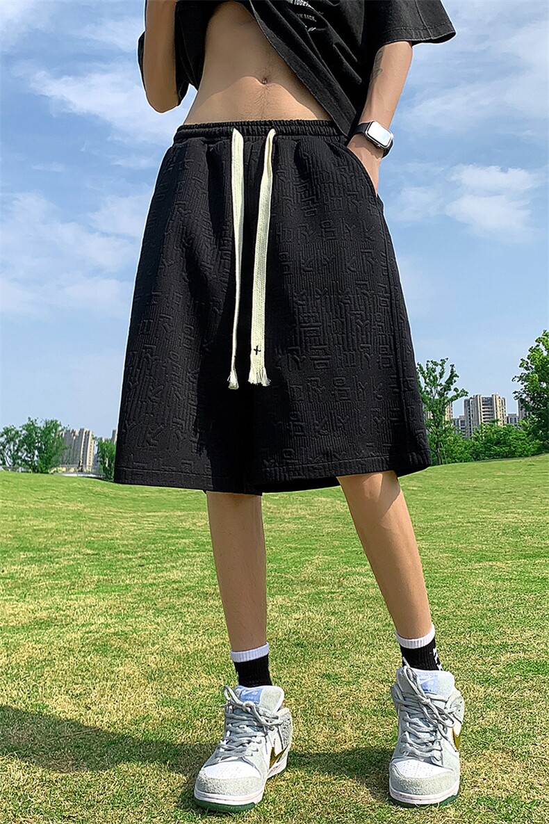 提花休闲运动短裤男生宽松潮流百搭夏学生五分裤XZ514-2-1532-P38,男装牛仔裤,星座514-2(原B239)
