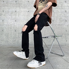 美式高街潮流破洞直筒牛仔裤宽松休闲裤A161-S2323-P57，男装牛仔裤，电商A161
