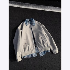 老钱风假两件外套男2025春季新款拼接撞色宽松cleanfit飞行服夹克，男装夹克，星座1210-1