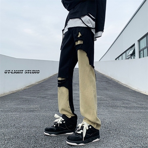 B221 美式ins高街暗黑小众情侣个性破洞牛仔裤 LK23046-P70 控98图片