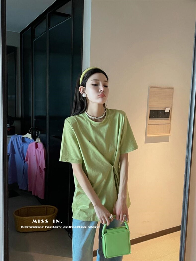 现货小众设计师款垫肩T糖果色，其它，蜜思印·金