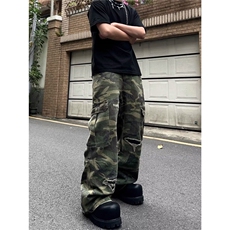 美式hiphop迷彩裤男高街潮牌痞帅宽松微喇休闲工装裤KX421，男装工装外套，星座1116A（原606A-3）