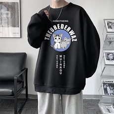 华夫格卫衣圆领卫衣男大码长袖t恤男外套HW76160-P30加绒款-P40，男装卫衣，电商A040