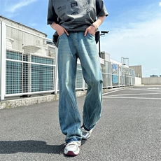 痕牛仔裤男cleanfit美式街头潮牌直筒宽松垂感微喇长裤RK3039-P47，男装牛仔裤，星座412-1