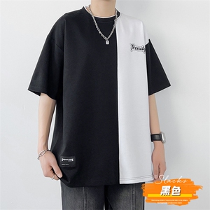 冰氧仿短袖港风白墙夏季休闲百搭撞色拼接男上衣TC3155-P23控48图片