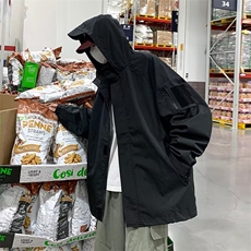 魔术贴冲锋衣男士秋季潮牌户外运动连帽外套ins潮流宽松休闲夹克，男装夹克，星座716-4