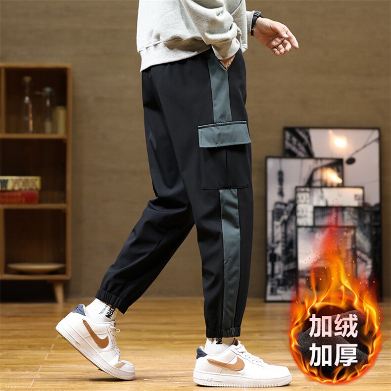 秋冬新款梭织男裤百搭设计感加绒港风休闲裤束脚裤K226H-P45,男装卫衣,星座717
