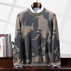 2025年秋季新款百搭男士泼墨12针套头衫，男装针织衫/毛衣，榆莲羊绒