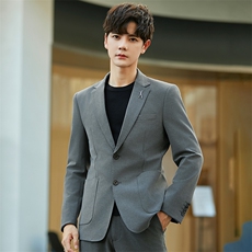 25春季新款男商务修身青少年西服两件套时尚休闲两件套A5201P235，男装西服，电商A355（原A415）