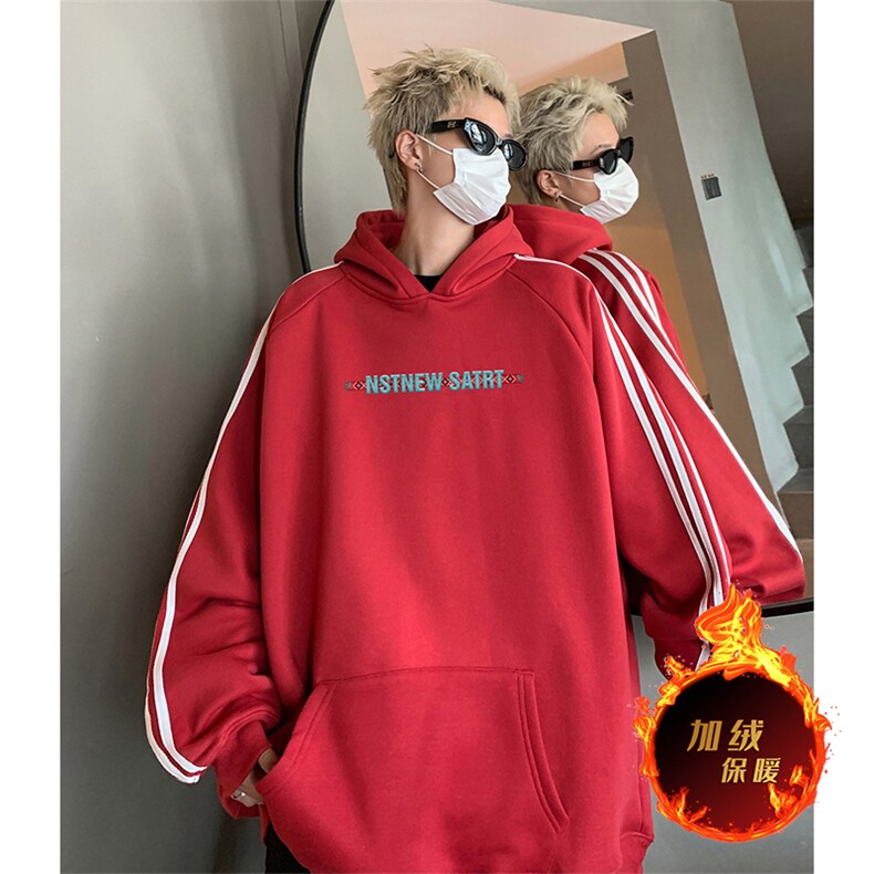 抖音得物供货提供视频秋冬重磅美式宽松织带连帽卫衣0611,男装卫衣,电商A486