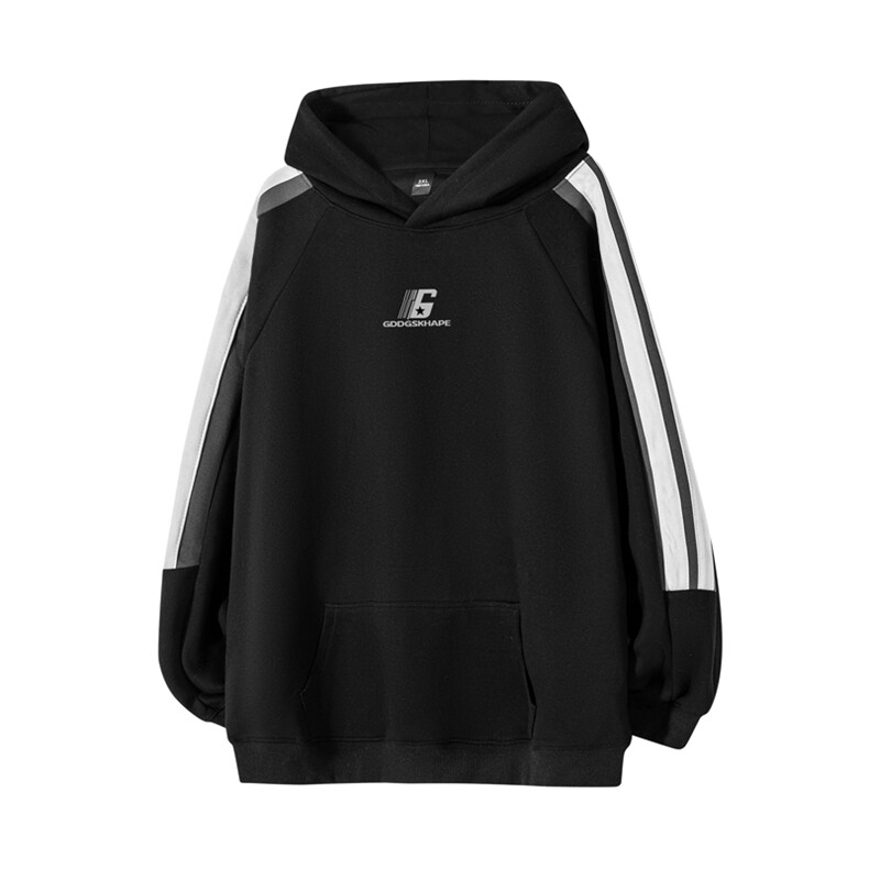 华棉春秋美式重磅撞色拼接宽松连帽卫衣男休闲WY00679/P45加绒P50，男装卫衣，电商B316