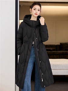 抽绳收腰羽绒服女韩版宽松休闲冬季外套显瘦简约菱格连帽棉服图片