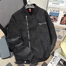 皮衣外套男士秋冬季美式潮牌高领工装上衣宽松夹克3313P70，男装夹克，星座410-2