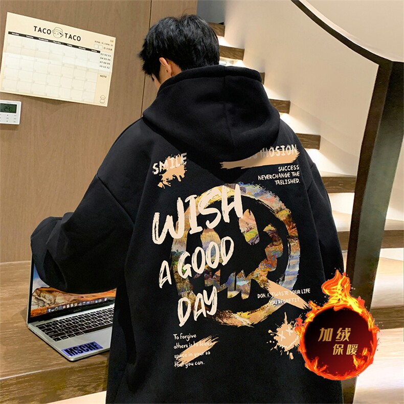 wassuphappy小恶魔连帽卫衣男秋冬季潮牌美式hiphop大码休闲外套,男装卫衣,电商A486