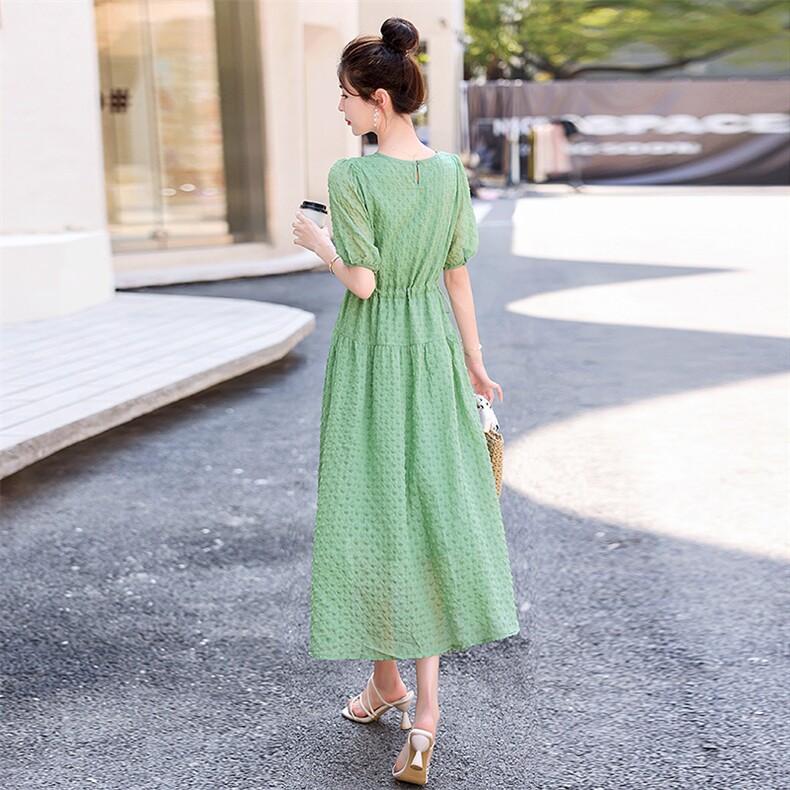 学生甜美仙女真丝雪纺连衣裙淑女气质夏季小个子显瘦温柔风初恋裙,商品下架区,蓝诺裳