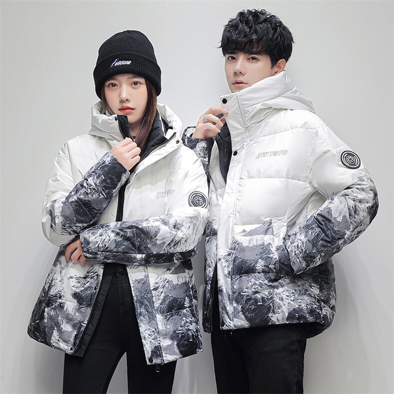 现货外贸侧飞图立领光板团体服班服宽松韩版情侣学生外套羽绒服,男装羽绒服,星座301D-5(原星座1415）