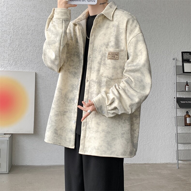 8XL-M秋冬款加绒加厚衬衫男做旧脏脏保暖外套大码衬衣CS29002P65,男装衬衫,电商B312