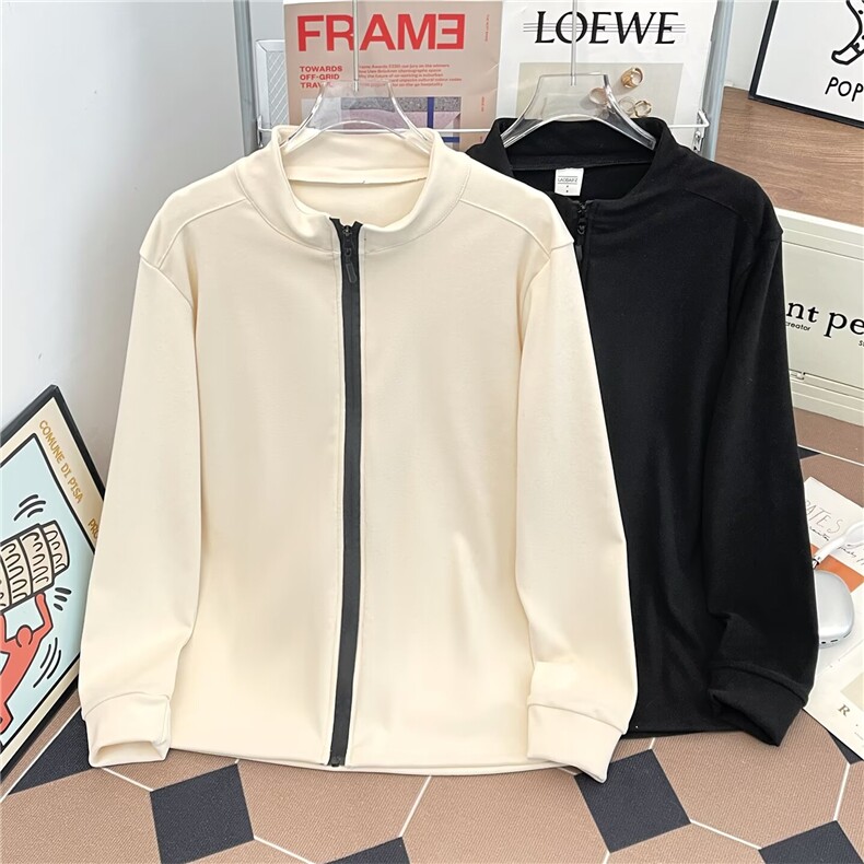 港风秋冬款男女立领卫衣双面德绒拉链开衫运动外套WY98P38，女装短外套，星座1013-1