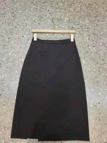 2021年秋季新品长款高腰Ａ字黑色显瘦一步开叉包臀裙，其它，L·H·X