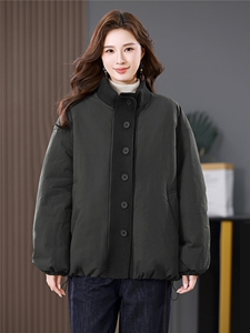 立领拼接棉衣女冬装2025新款时尚洋气设计感宽松加厚保暖棉服外套图片