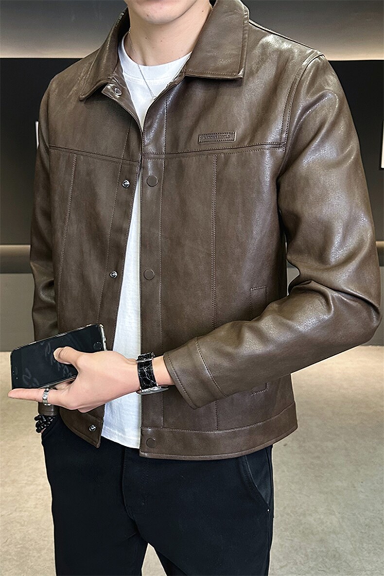 美式潮牌皮衣外套秋季2025新款复古机车皮夹克A313-25001-P145,男装皮衣,电商A313