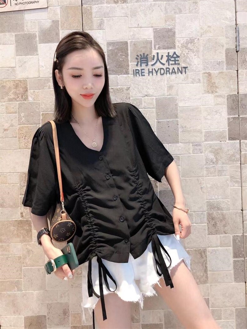 V领双抽绳上衣，一杭主推款，女装，一杭