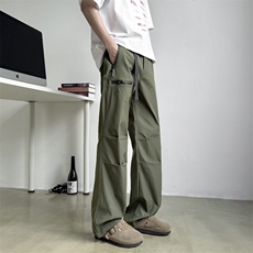 休闲裤男士韩版潮流高街帅百搭拉链褶皱2025春季ins长裤K6078-P47，男装休闲裤，星座412-2