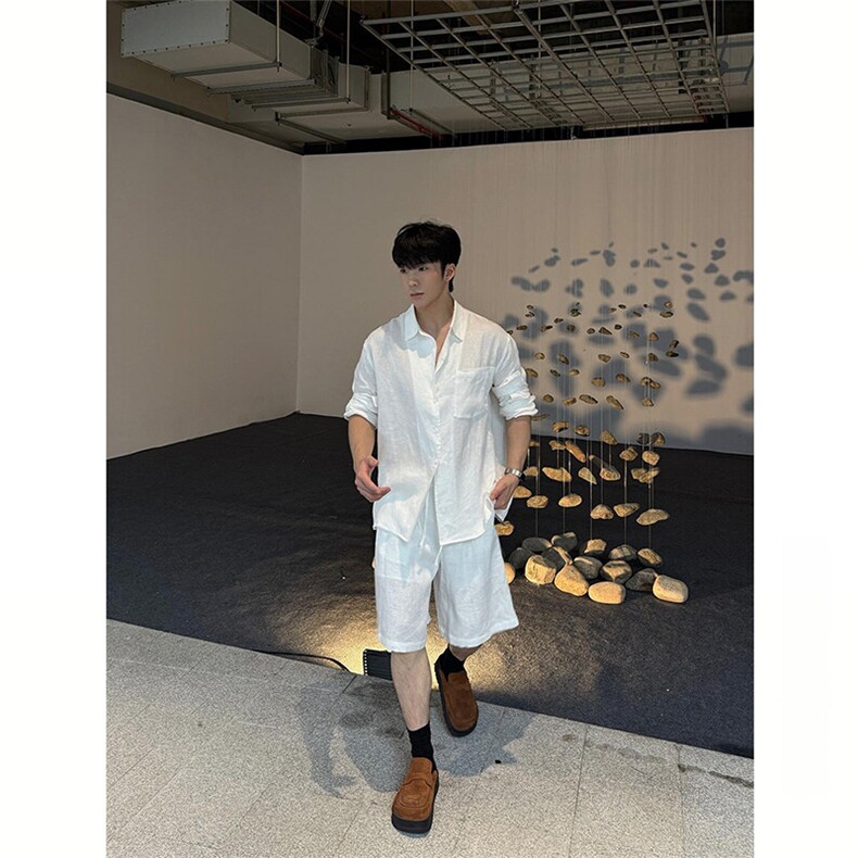 夏季老钱风天丝亚麻宽松休闲短裤DK038-P40,男装牛仔裤,星座1004-3