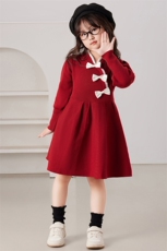 时尚女童气质立领百搭简约长袖套头旗袍连衣裙优雅甜美公主风，童装连衣裙，伊美侕