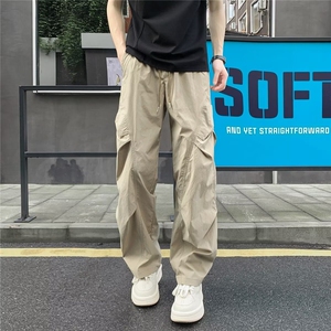 美式街头褶皱潮流设计直筒运动休闲裤男女秋季新款宽松户外,秋冬格子西服穿搭女图片