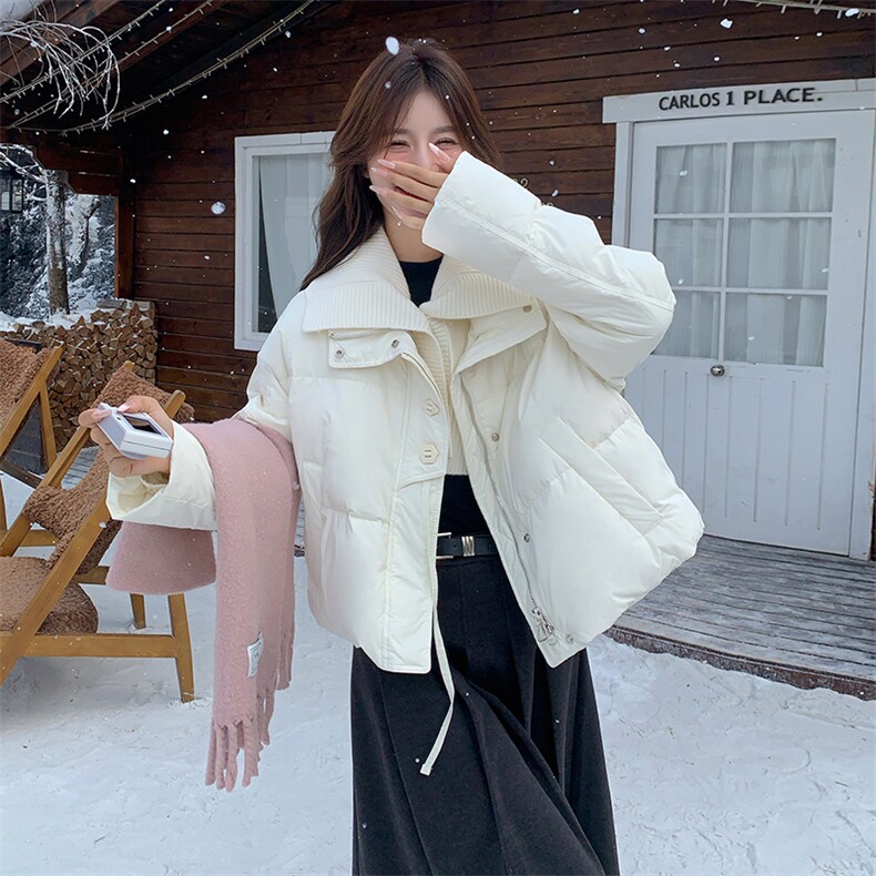【新款现货】90白鸭绒针织翻领小个子短款羽绒服3168款P305K458,女装羽绒服,2C316