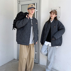 菱形格情侣羽绒服女宽松学生ins夹克棉服oversize外套C529-80，男装夹克，星座911-2(原星座613-2）