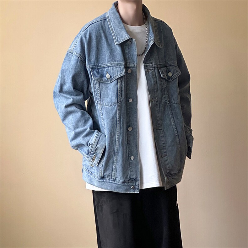 现货牛仔夹克男潮春秋外套宽松休闲潮牌外衣时尚上衣JK003P75,男装夹克,电商A351