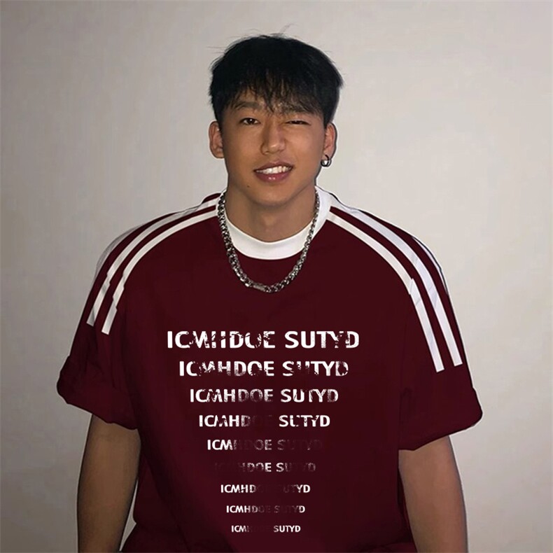 夏季美式高街重磅纯棉三条杠织带撞色男女短袖T恤ZD339-特P30,男装T恤,电商A486